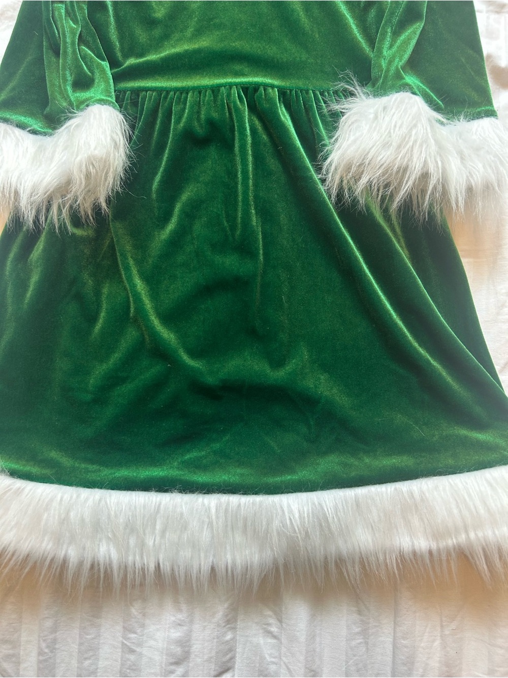 Holiday Time Bright Green Velvet Scoop Neck Dress - Picture 3 of 4